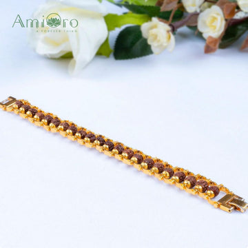 Gold Plated Rudraksha Chain Bracelet for Spiritual Growth