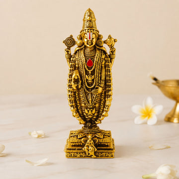 Gold Plated Lord Venkateswara Idol for Home, Car & Office
