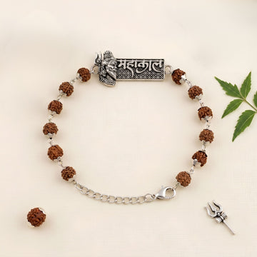 Silver Plated Mahakal Rudraksha Karungali Rakhi