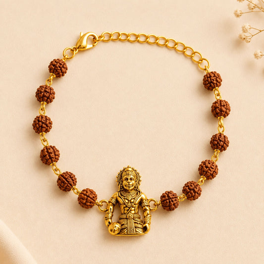 Gold Plated Bajrangbali with Gada Rakhi