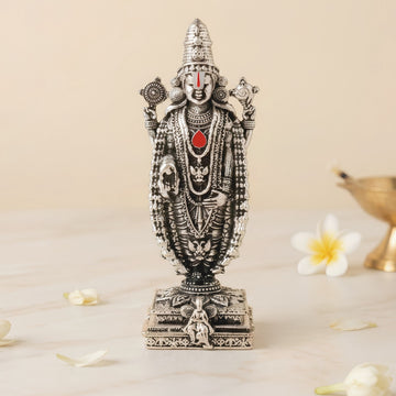 Silver Plated Lord Venkateswara Idol for Home, Car & Office