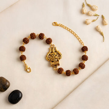 Gold Plated OM Trishul Damru Rakhi | Mahadev Blessings