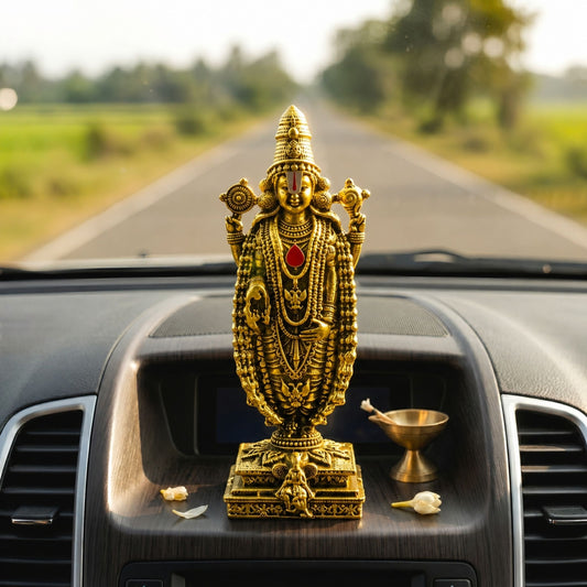 Gold Plated Lord Venkateswara Idol for Home, Car & Office