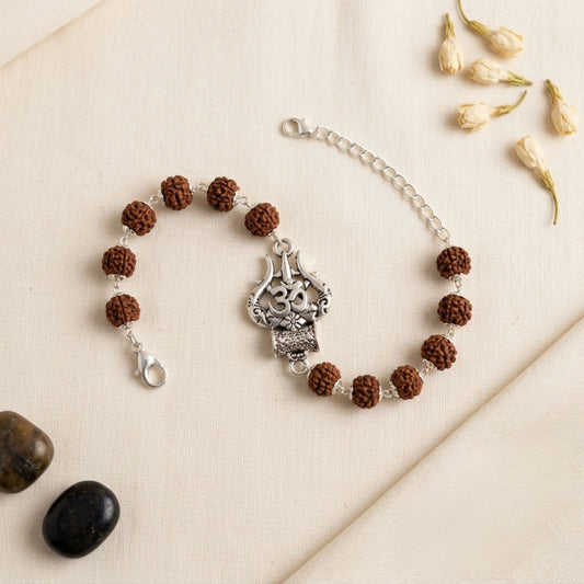 Silver Plated Om Trishul Damru Rakhi | Mahadev's Divine Blessings
