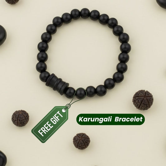 OM Shiva Trishool Karungali Mala with Free Shiv Damru Karungali Bracelet