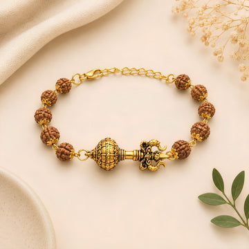 Gold Plated Shiv Trishul with Gada Rakhi | Divine Protection
