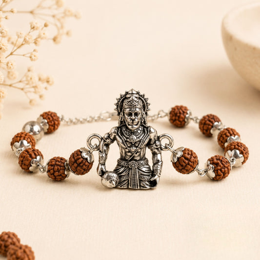 Silver Plated Bajrangbali with Gada Rakhi
