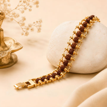 Gold Plated 5 Mukhi Rudraksha Chain Bracelet for Spiritual Growth