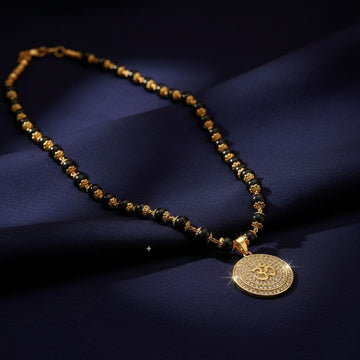 Om Pendant With Golden Cap karungali Malai
