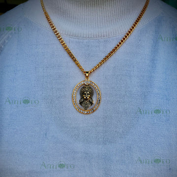 Gold Plated Hanuman Face Pendant | A Sparkling Diamond Alloy Design