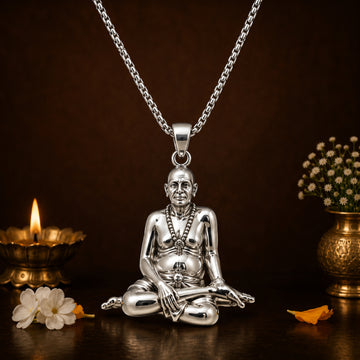 Silver Plated Swami Samarth Guru Pendant with Chain