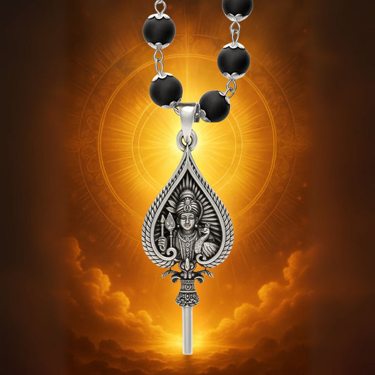 Original Karungali Mala with Lord Murugan Pendant for Positive Energy & Protection