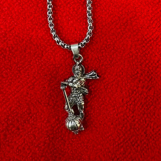 Wear Hanuman's divine energy with a Gada locket and silver chain