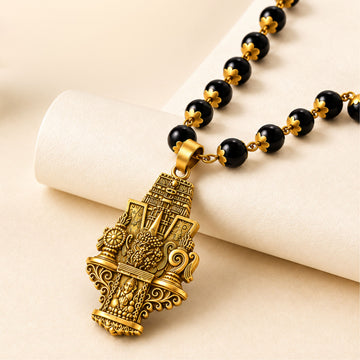 Venkateshwara Temple & Vighnaharta Pendant with Karungali mala