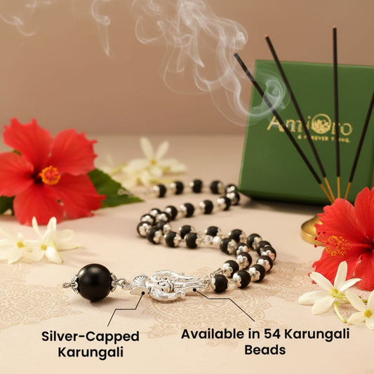 OM Shiva Trishool Karungali Mala – Divine Protection Beads