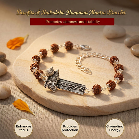 Rudraksha Hanuman Mantra Bracelet | Protection & Strength