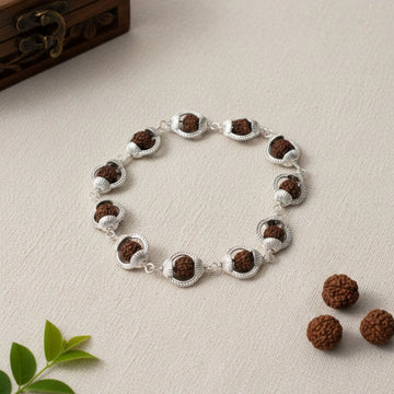 Silver Plated 5 Mukhi Rudraksha Bracelet | Calmness & Positivity