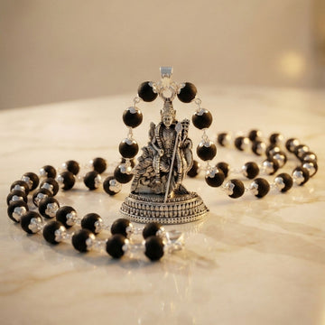 Lord Murugan Pendant with Silver Capped Karungali Malai