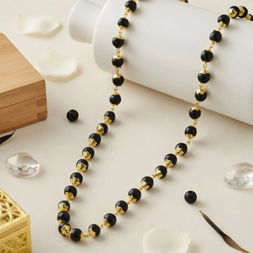 Gold Cap Karungali Malai - Natural Ebony Wood (Govt. Certified)