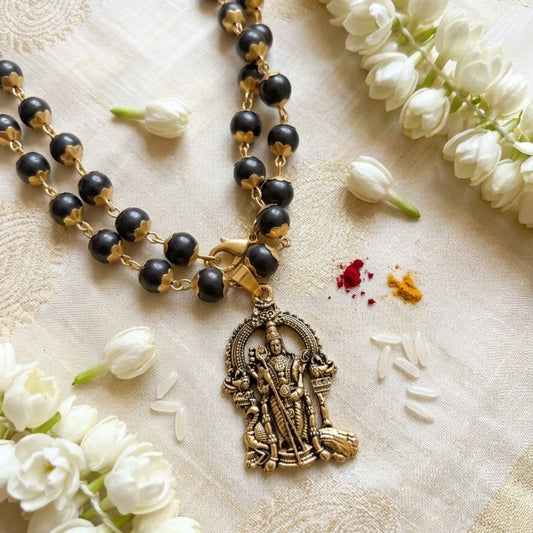 Gold Plated Lord Murugan Pendant with Karungali Malai | Protection, Health & Success