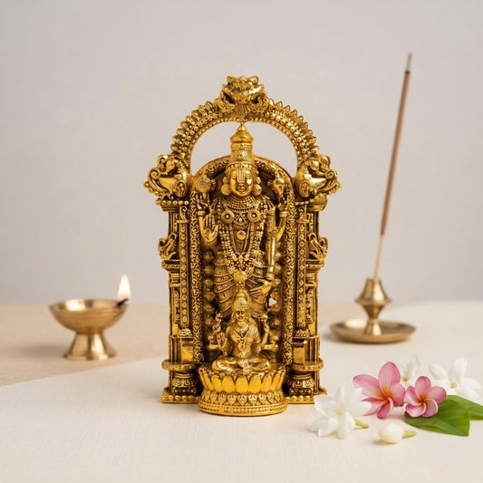 Gold Plated Shri Venkateswara & Mahalakshmi Idol | Wealth & Prosperity
