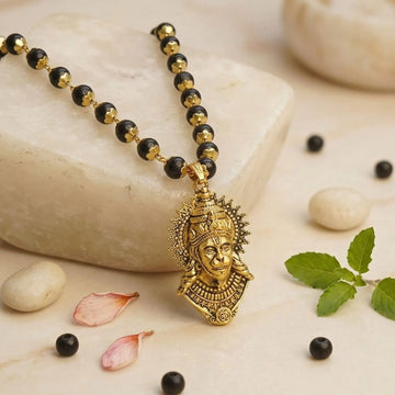 Gold Plated Bajrangbali Raksha Pendant with Karungali Mala | (Govt. Certified)