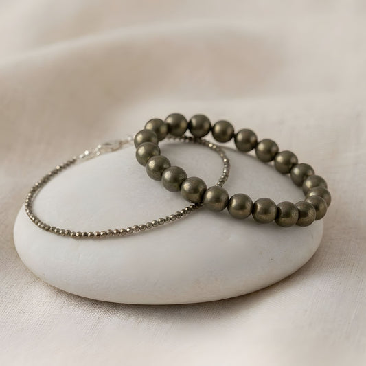 Raw Pyrite Anklet & Bracelet Combo | Wealth & Money Luck