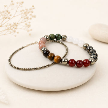 Dhan Vridhi Bracelet & Raw Pyrite Anklet Combo | Wealth & Financial Growth