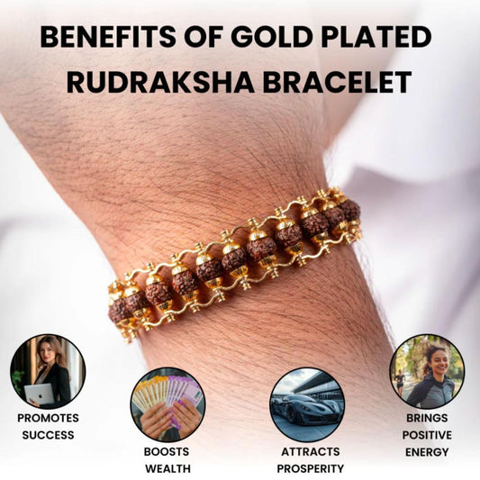 Gold Plated Rudraksha Chain Bracelet for Spiritual Growth