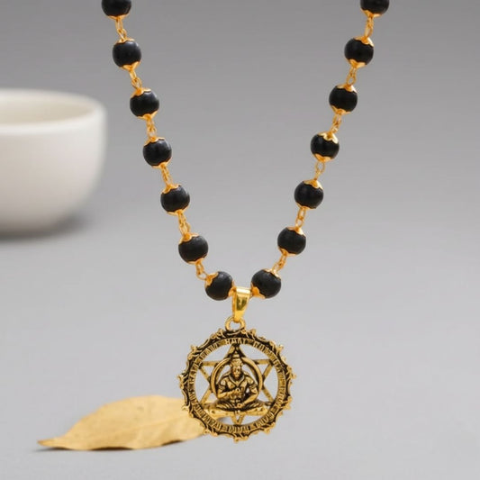 Gold Plated Hanuman Yantra Pendant With Gold Cap Karungali Malai