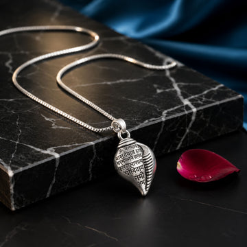 Silver Shri Krishna Shankha Pendant with Chain | Symbol of Purity & Protection
