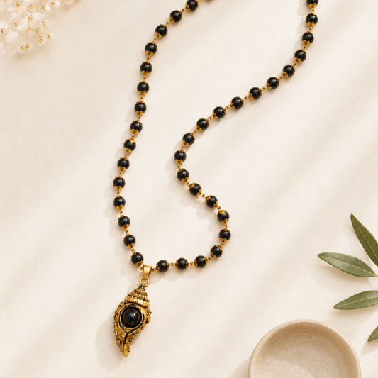 Gold Plated Shankh Karungali Mala | Divine Blessings