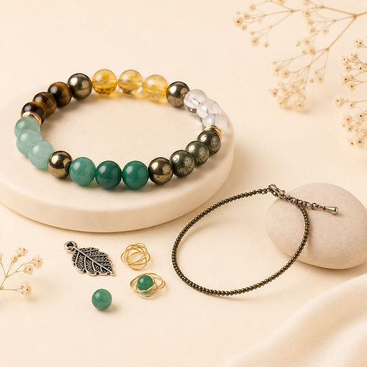 Pyrite Anklet with Dhan Yog Bracelet | Powerful Wealth Combo