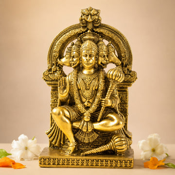 Gold Plated  Divya Panchmukhi Hanuman Murti