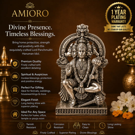 Silver Plated Panchmukhi Hanuman Idol | Remove Negativity & Bring Peace