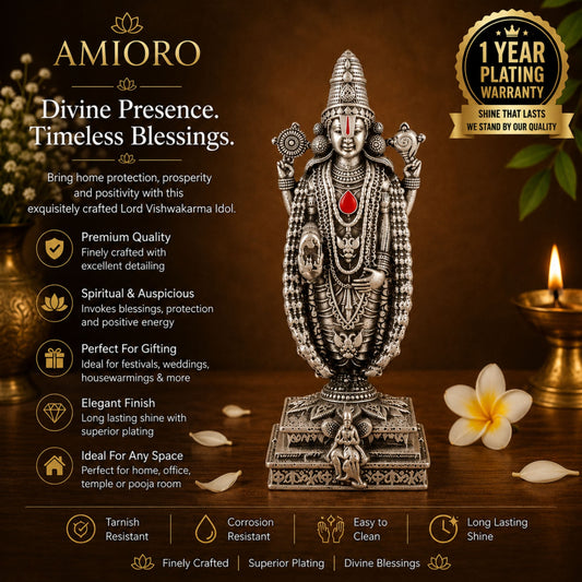Silver Plated Lord Venkateswara ( Tirupati Balaji ) Idol for Home, Car & Office