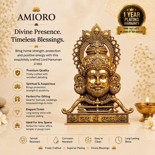 Gold Plated Khatu Shyam Baba Idol | Home, Car & Office