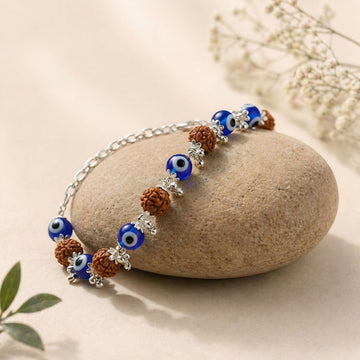 Rudraksha & Evil Eye Bracelet with Tiny Bells | Protection & Positivity