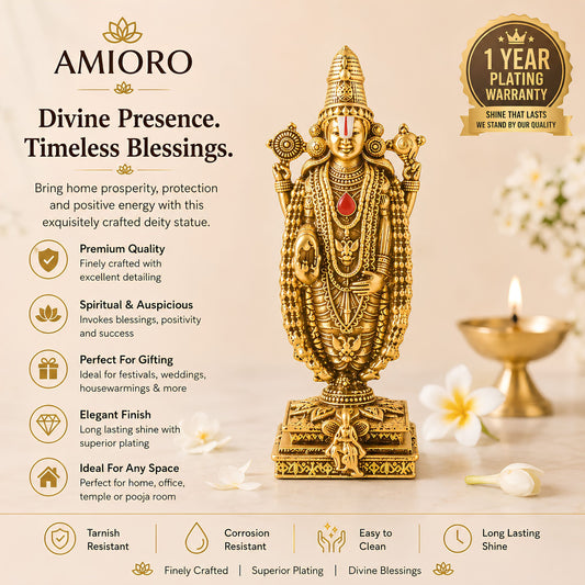 Gold Plated Lord Venkateswara ( Tirupati Balaji ) Idol for Home, Car & Office
