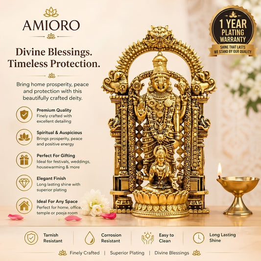 Gold Plated Shri Venkateswara & Mahalakshmi Idol | Wealth & Prosperity