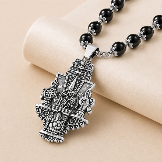 Venkateshwara Temple & Vighnaharta Pendant with Karungali mala