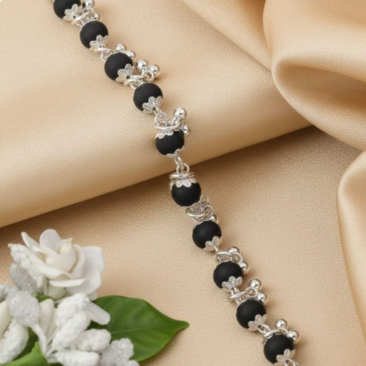 Silver Plated Karungali Bracelet with Tiny Bells