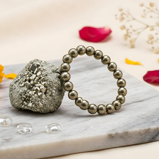 Raw Pyrite Stone & Bracelet Combo | Wealth, Luck & Prosperity