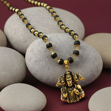 Certified Gold Platted Karungali Malai with Panchmukhi Hanuman Pendant