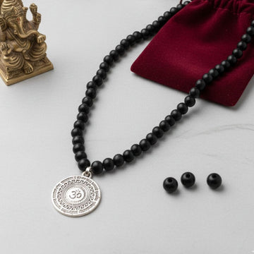 Karungali Jaap Malai with OM Maha Mrityunjaya Mantra Pendant
