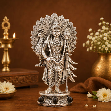 Lord Murugan with Peacock Idol for Home, Car & Workplace