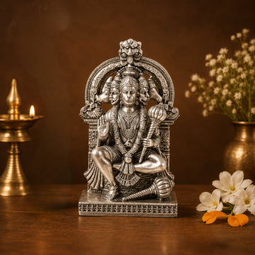 Silver Plated Panchmukhi Hanuman Idol | Remove Negativity & Bring Peace