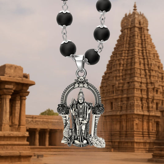 Certified Karungali Malai with Lord Murugan Pendant | Protection, Health & Success