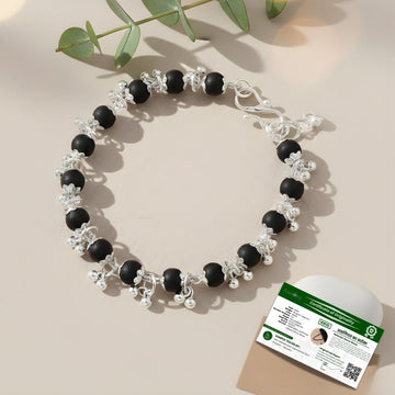 Silver Plated Karungali Bracelet with Tiny Bells