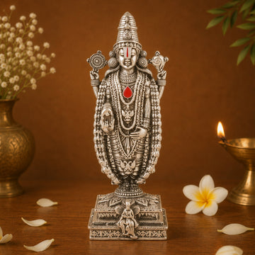 Silver Plated Lord Venkateswara Idol for Home, Car & Office